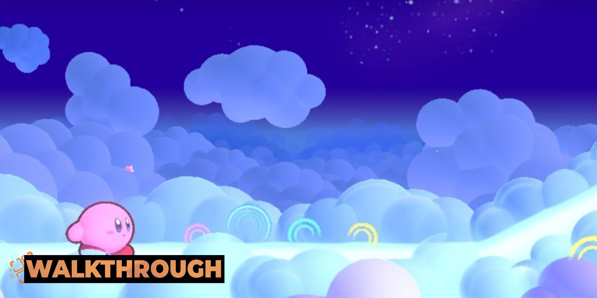 Kirby's at the beginning of Nutty Noon Stage Five in Kirby's Return To Dream Land Deluxe.