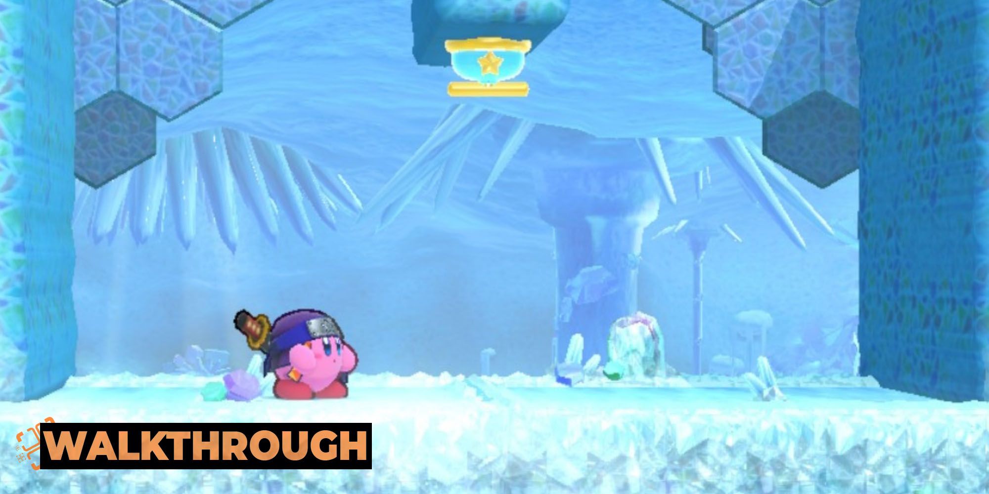 Kirby at the start of Stage Three of White Wafers in Kirby's Return To Dream Land Deluxe.