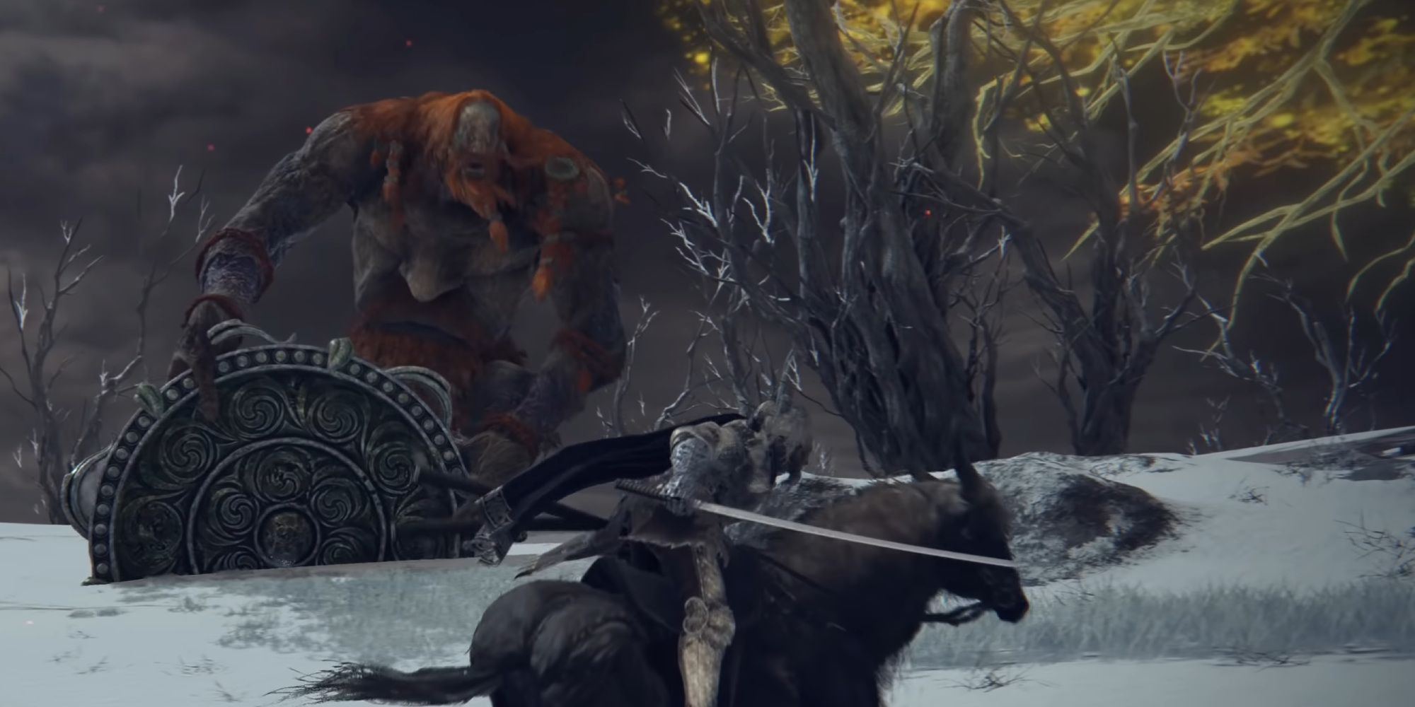 Fighting the Fire Giant in Elden Ring