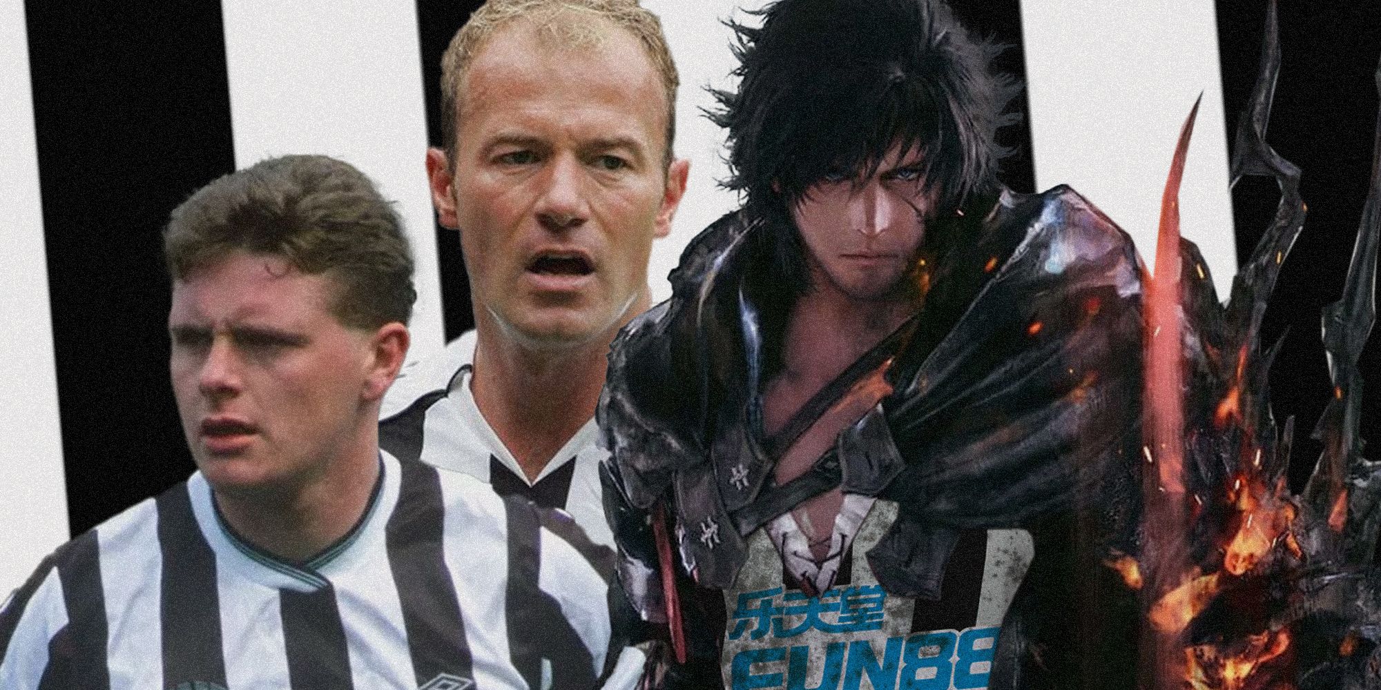 Final Fantasy 16 screen with Newcastle protagonist Alan Shearer and Paul Gascoigne