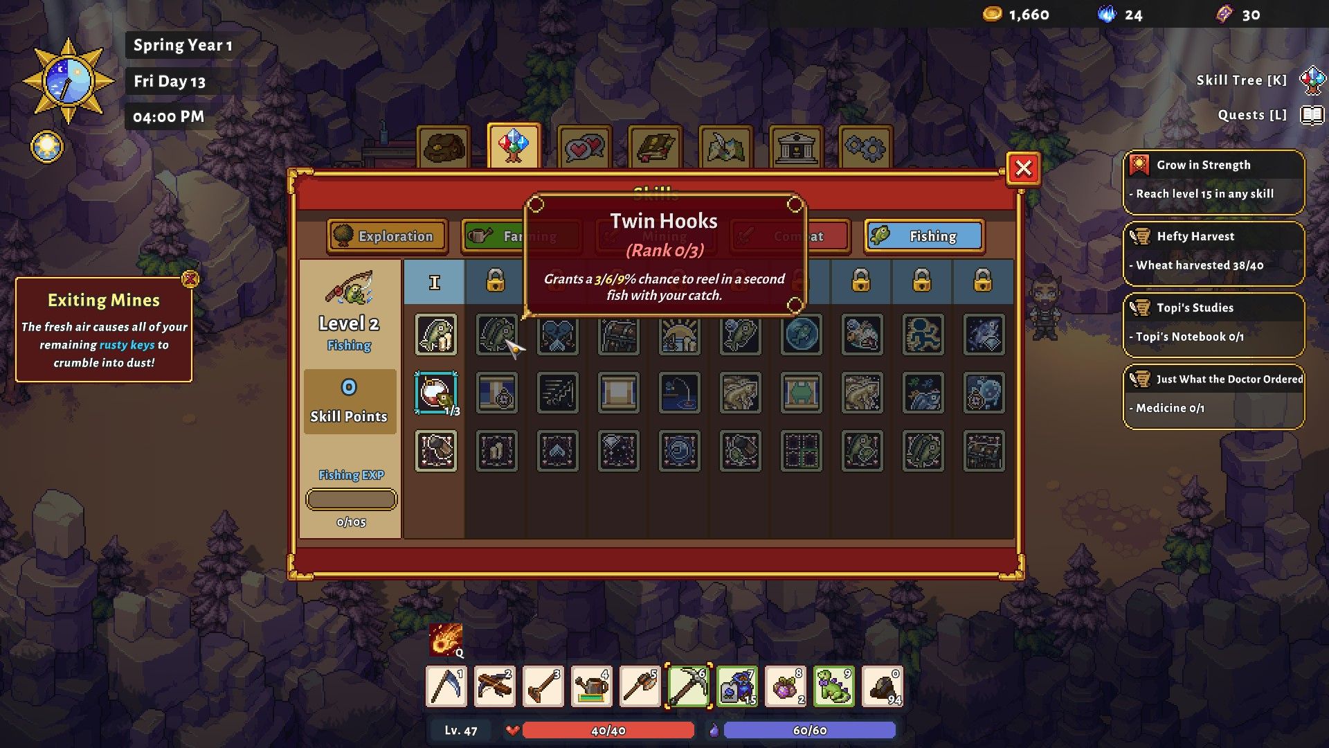 The skill tree for all the fishing skills in Sun Haven.