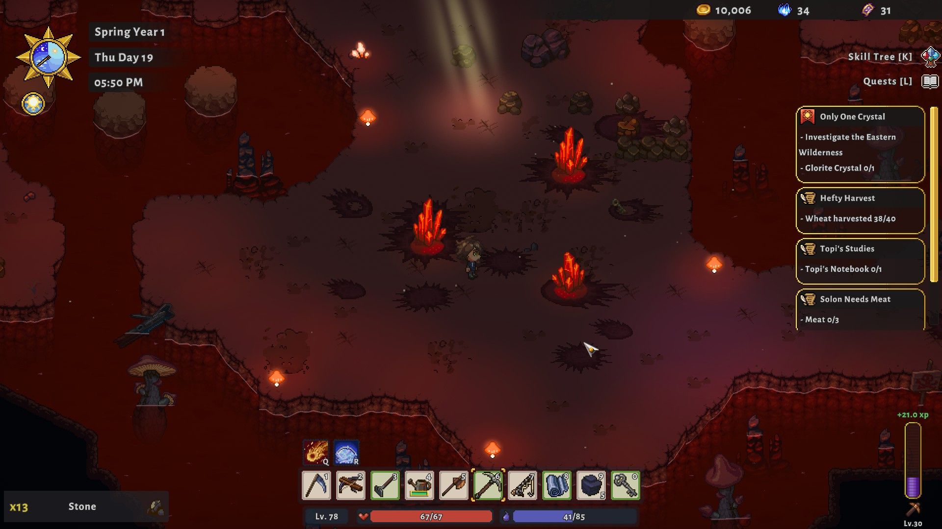 A human explores the lava floors in the mines in Sun Haven.