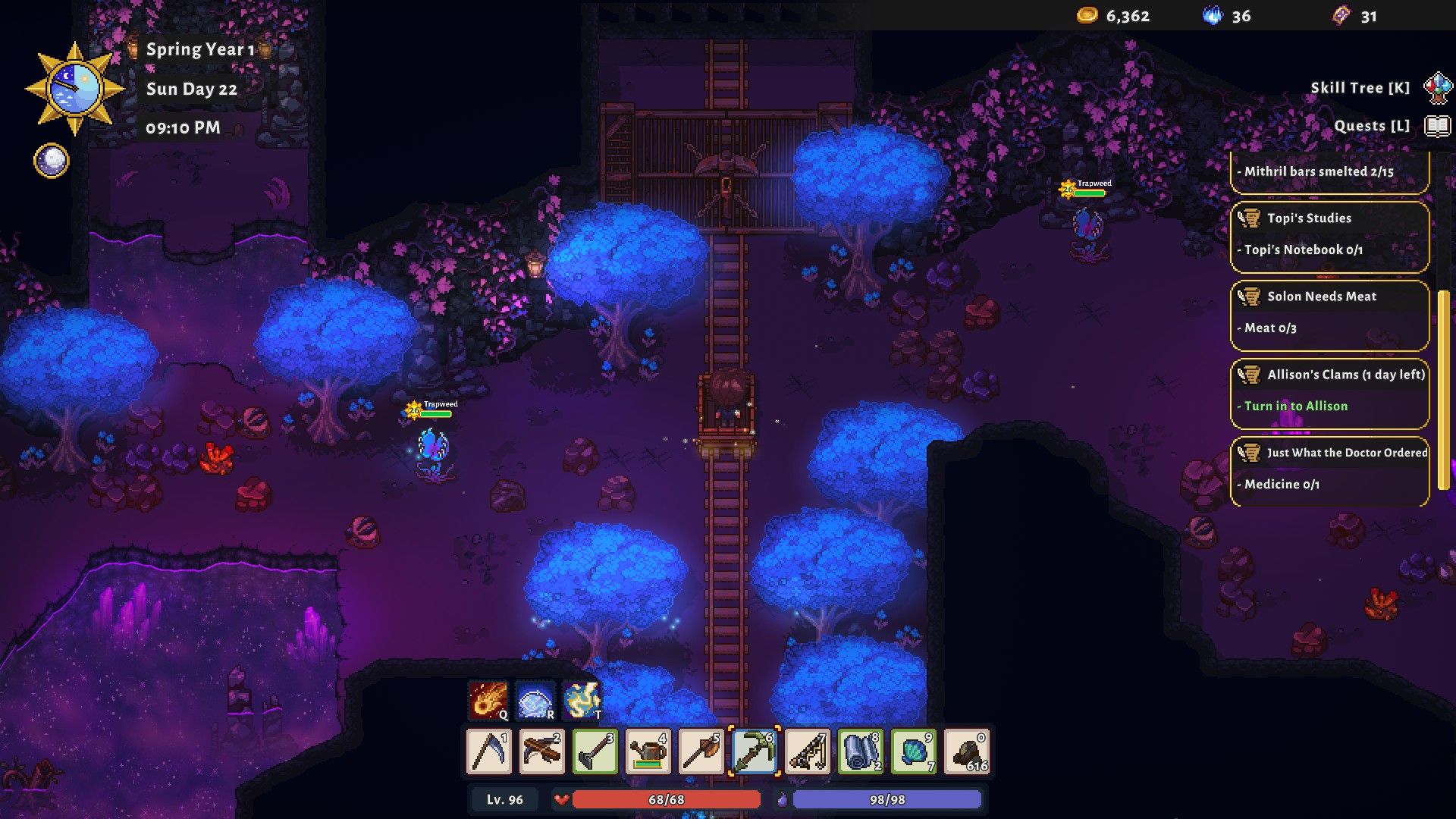 A human rides the mine cart and arrives in the lower levels of the mines in Sun Haven.
