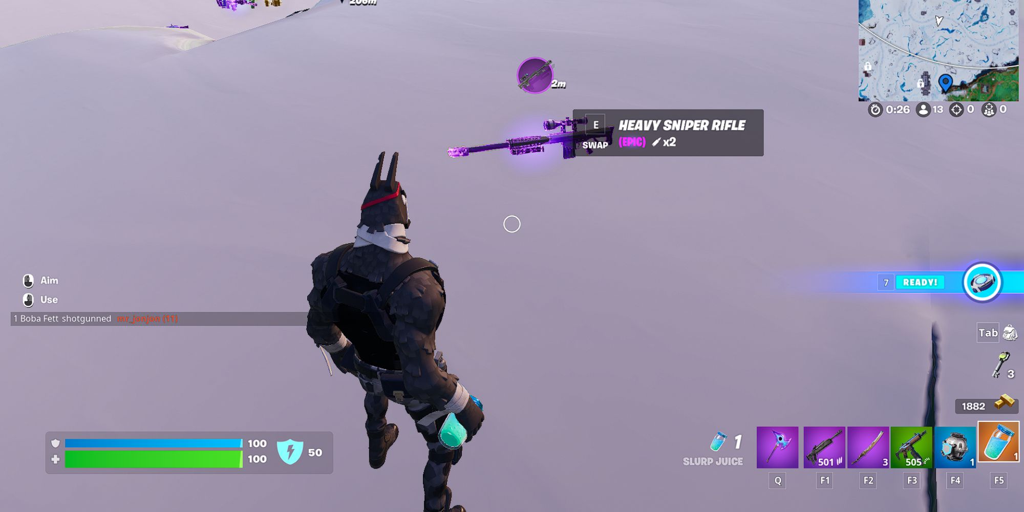 Fortnite Lt. John Llama Finding a Heavy Sniper Rifle