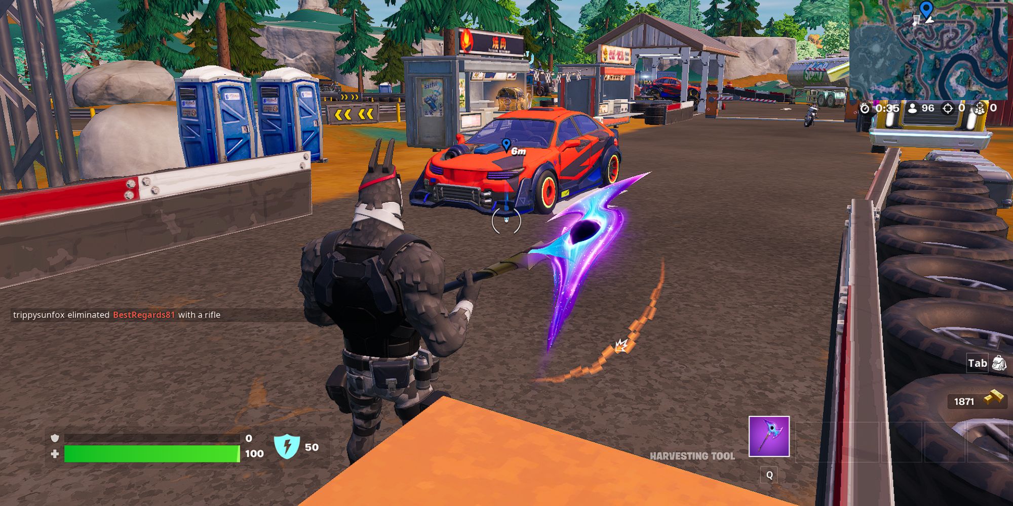 Fortnite Lt. John Llama Near a Nitro Drifter