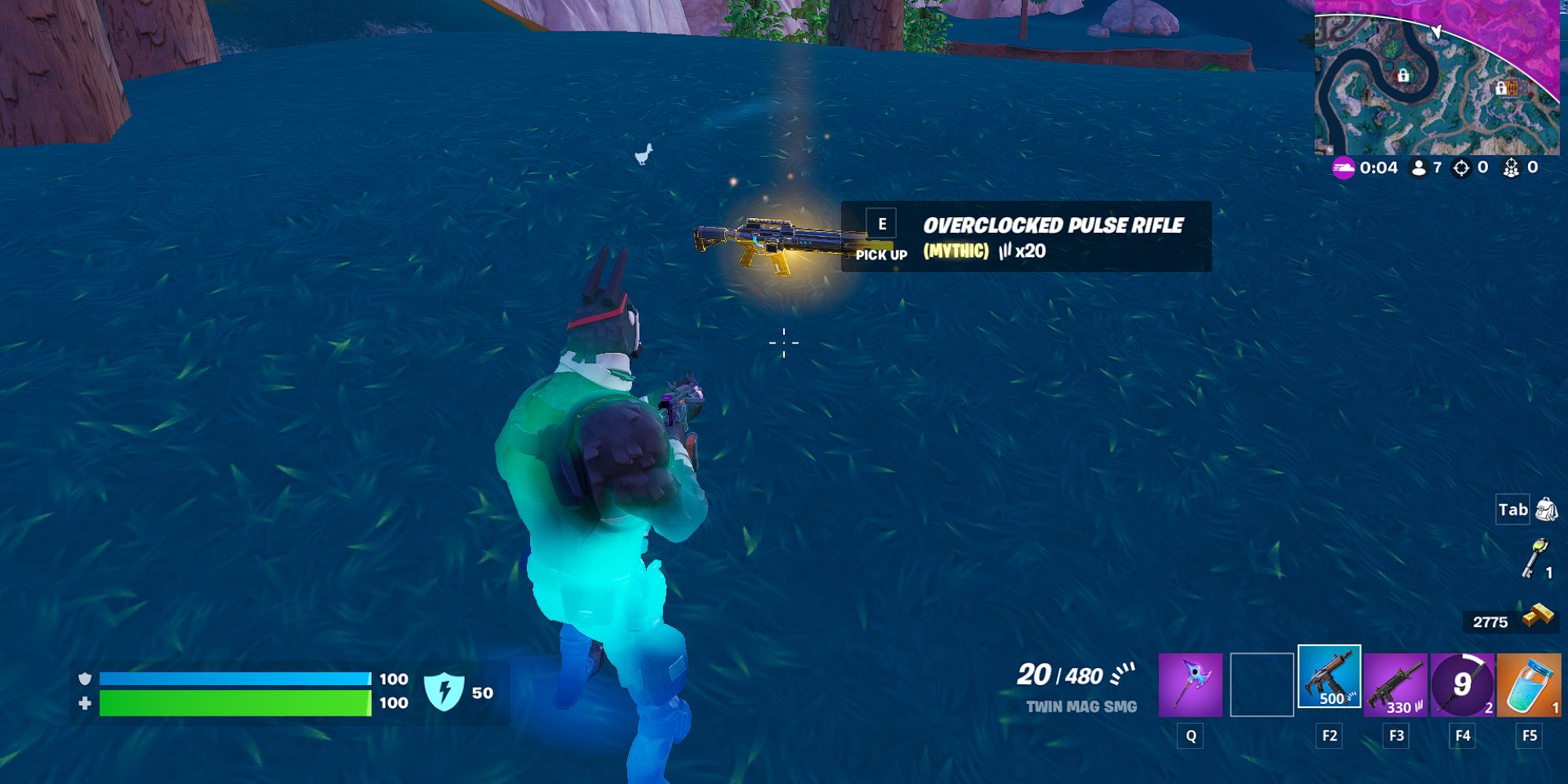 Fortnite Lt. John Llama Finding an Overclocked Pulse Rifle