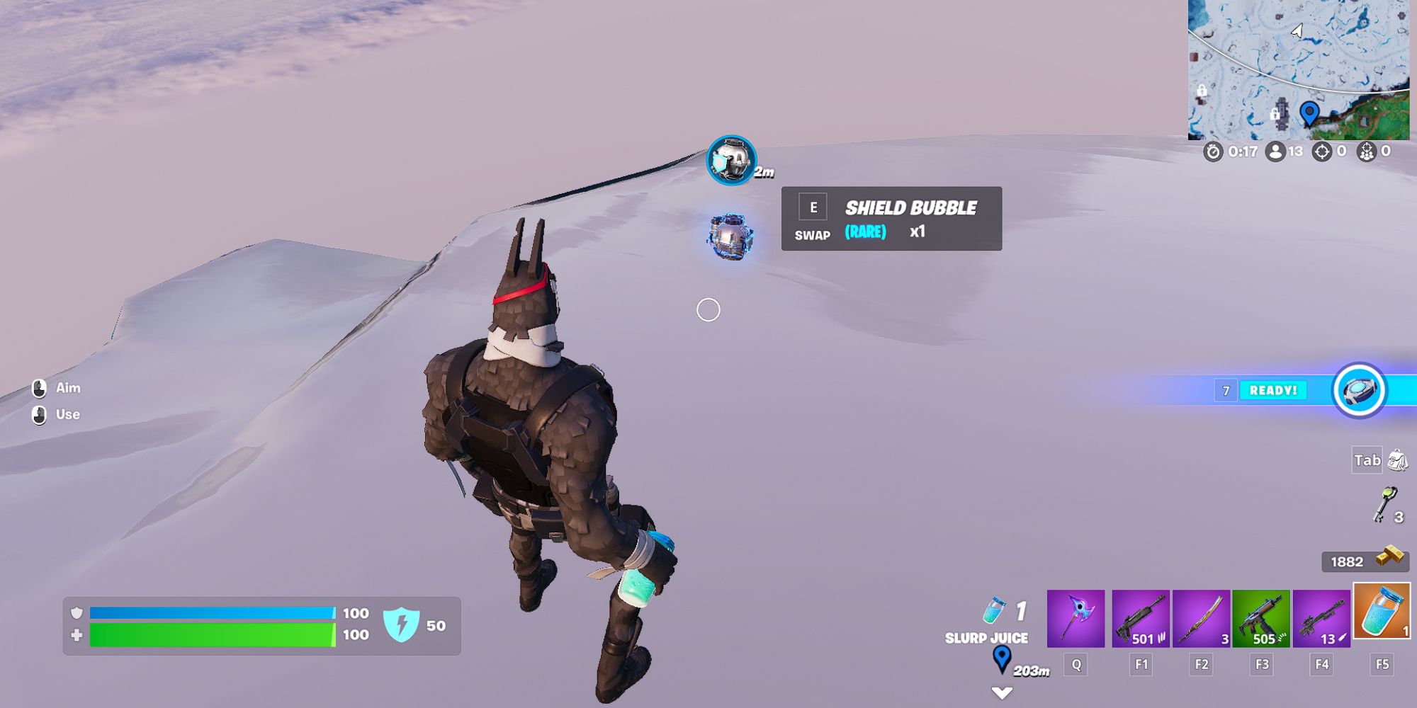Fortnite Lt. John Llama Finding a Shield Bubble