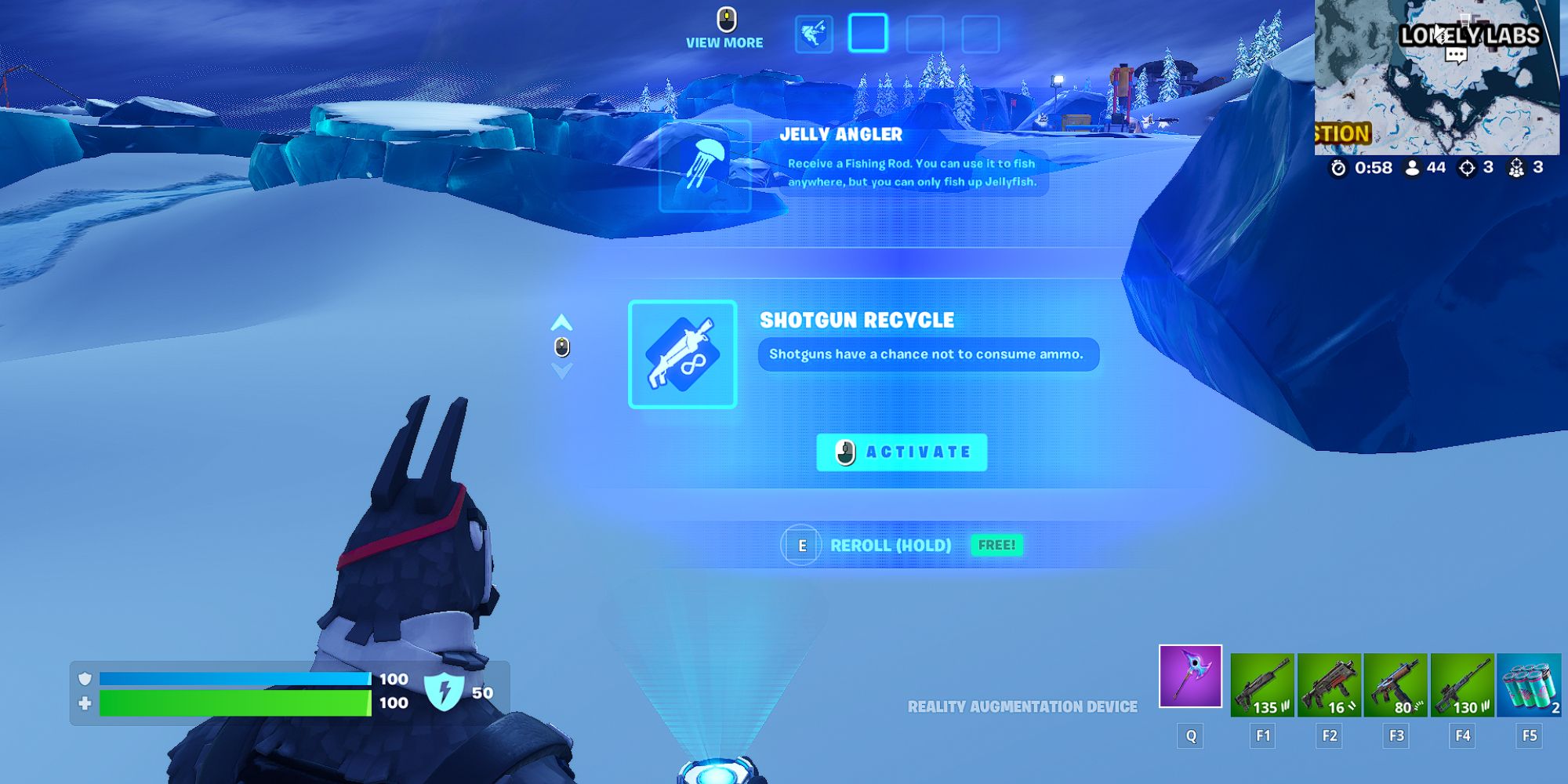Fortnite Lt. John Llama Unlocking the Shotgun Recycle Augment