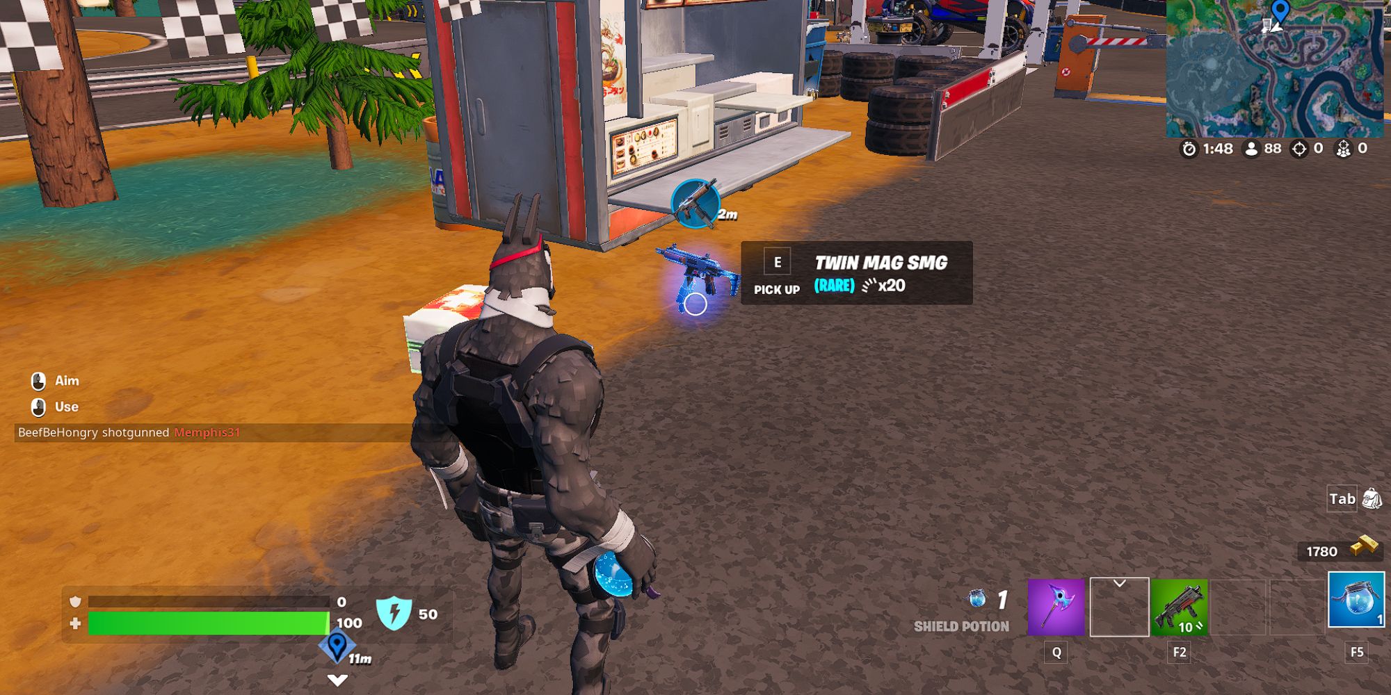 Fortnite Lt. John Llama Finding a Twin Mag SMG