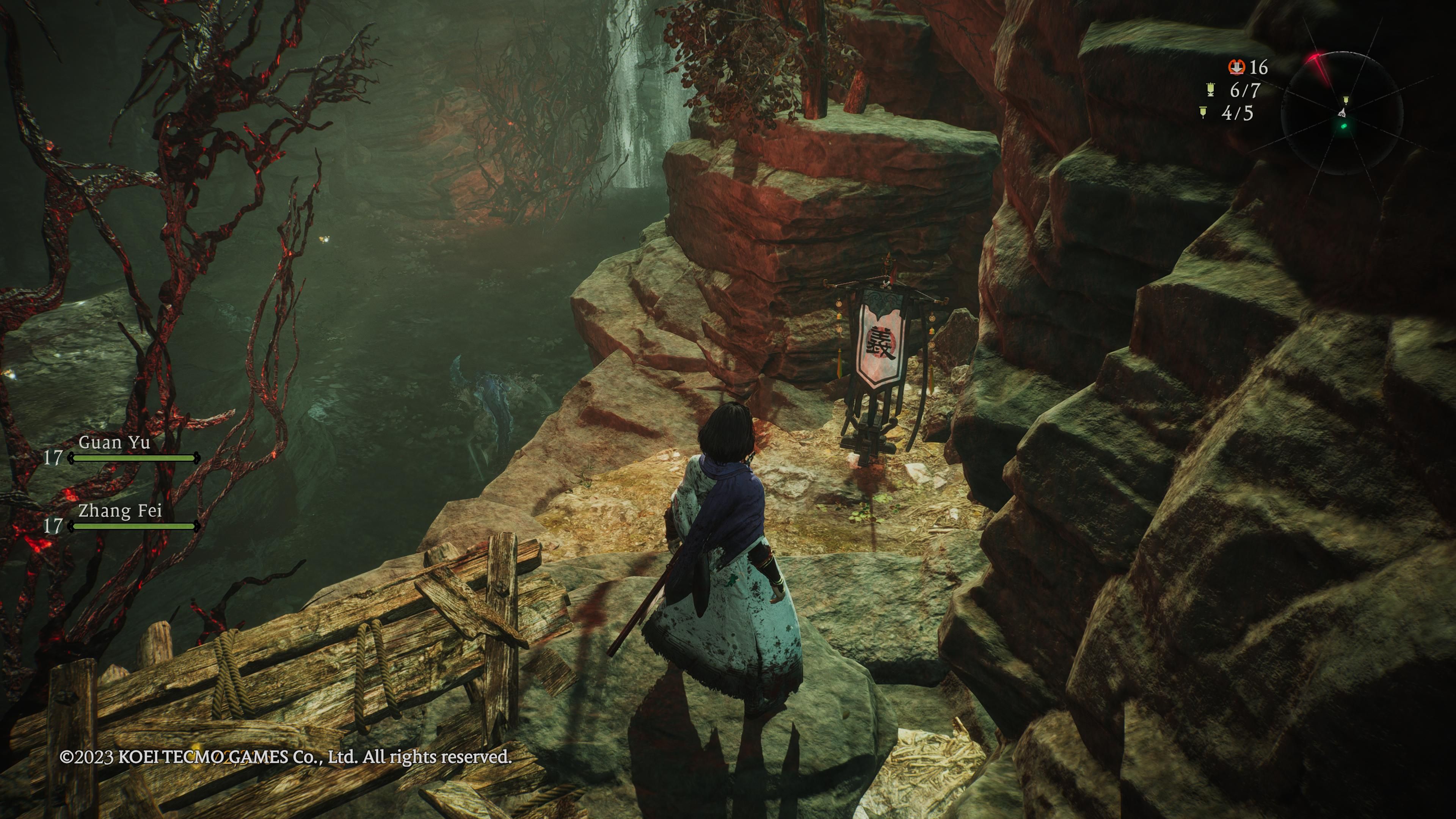 Wo Long: Fallen Dynasty - our character finds the Fourth Marking Flag location in the third mission