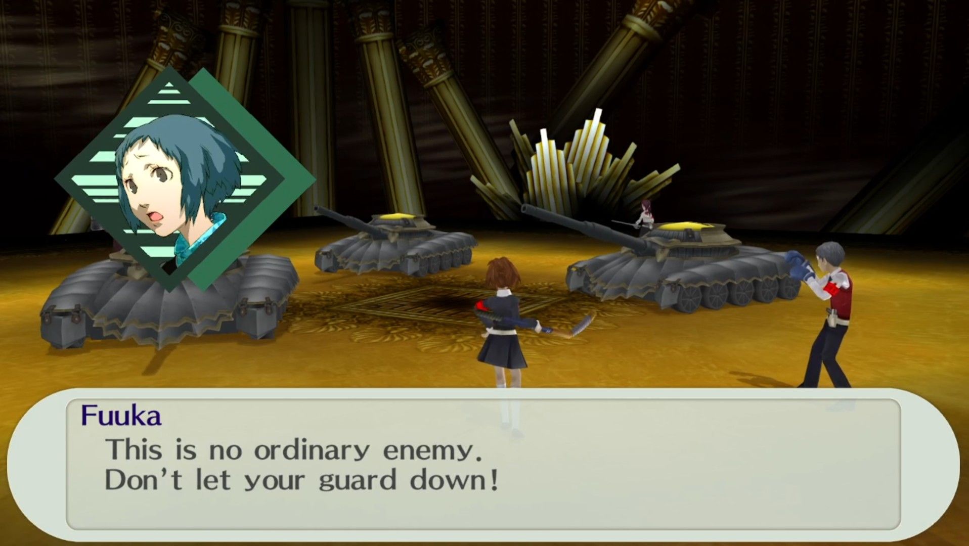 fuuka implying something is different about the arcane turret guardians in persona 3 portable