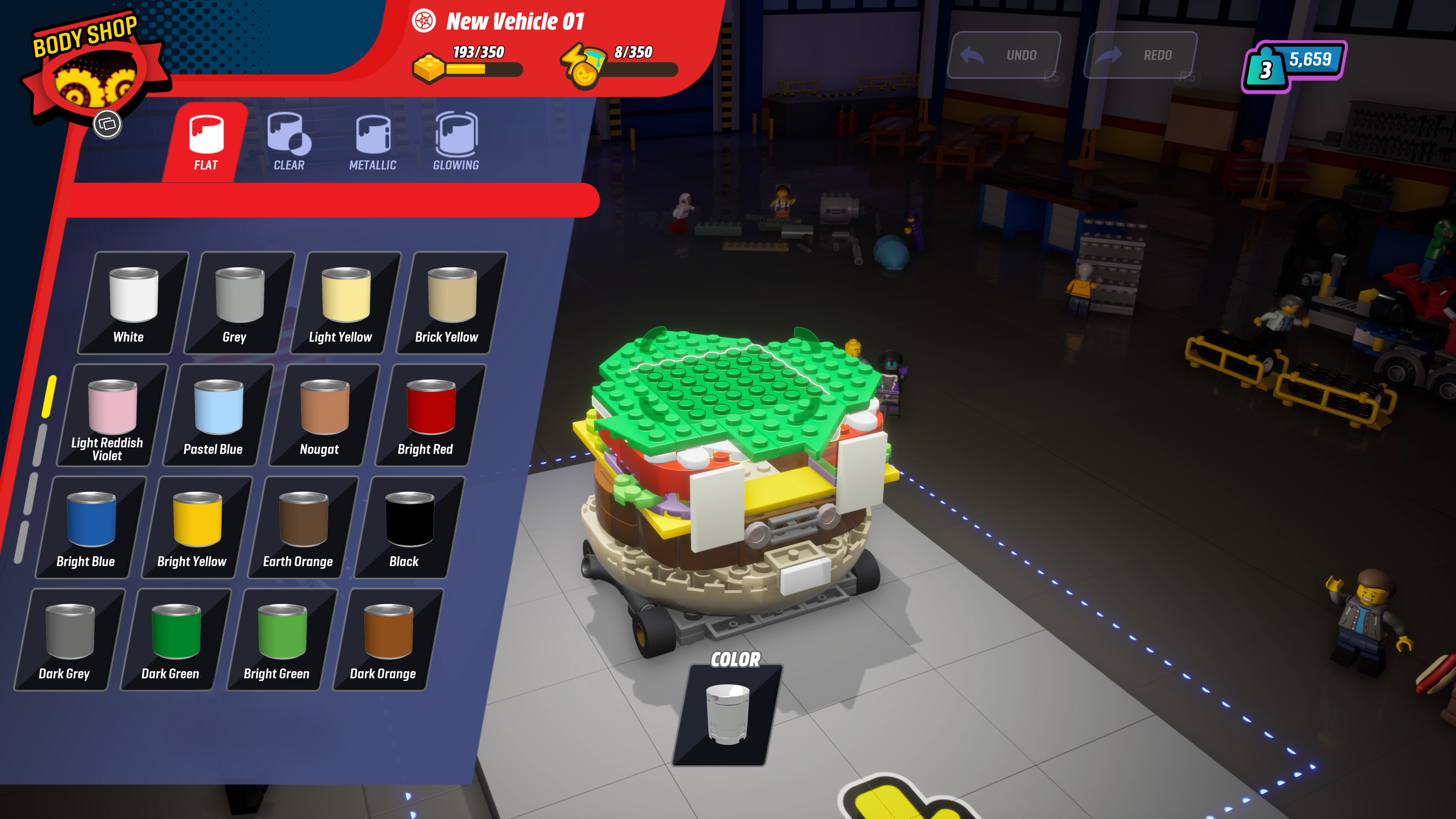 Lego 2K Drive building a cheeseburger car