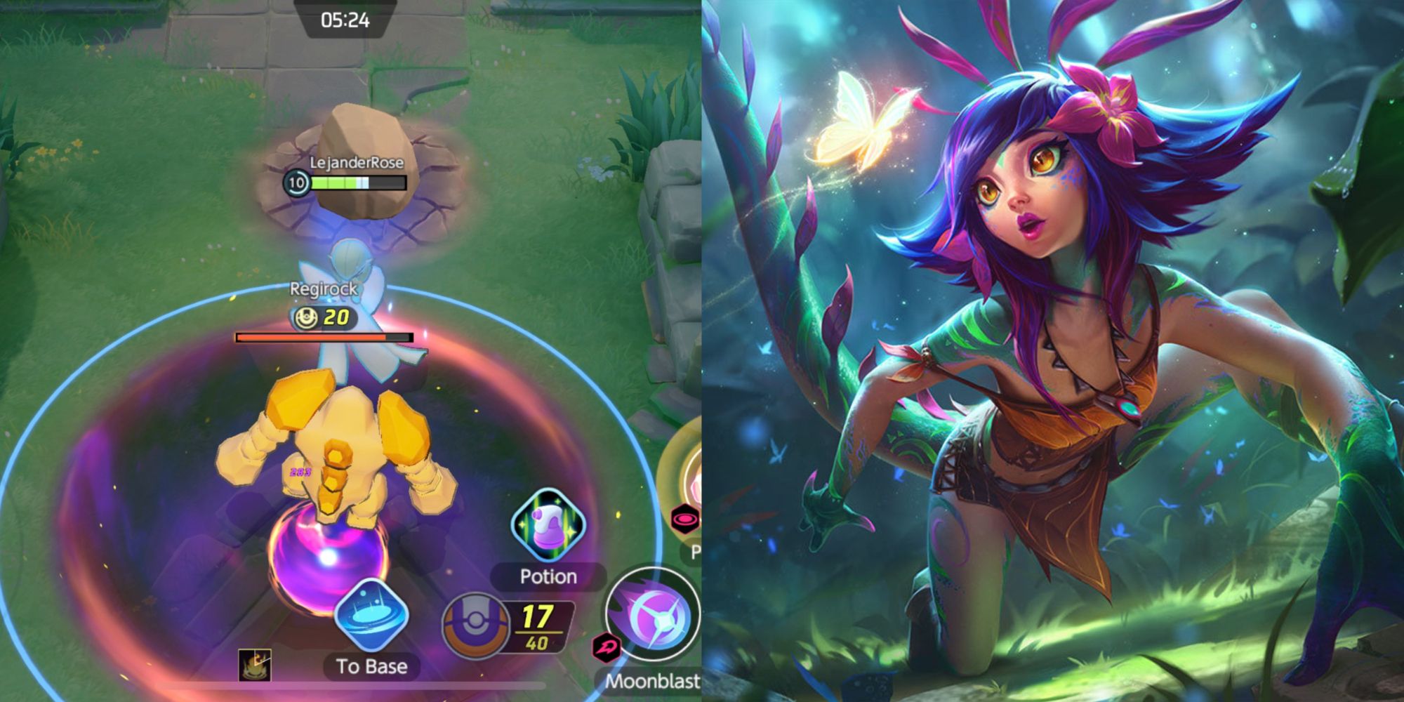 A psychic pokemon and vastaya from League of Legends