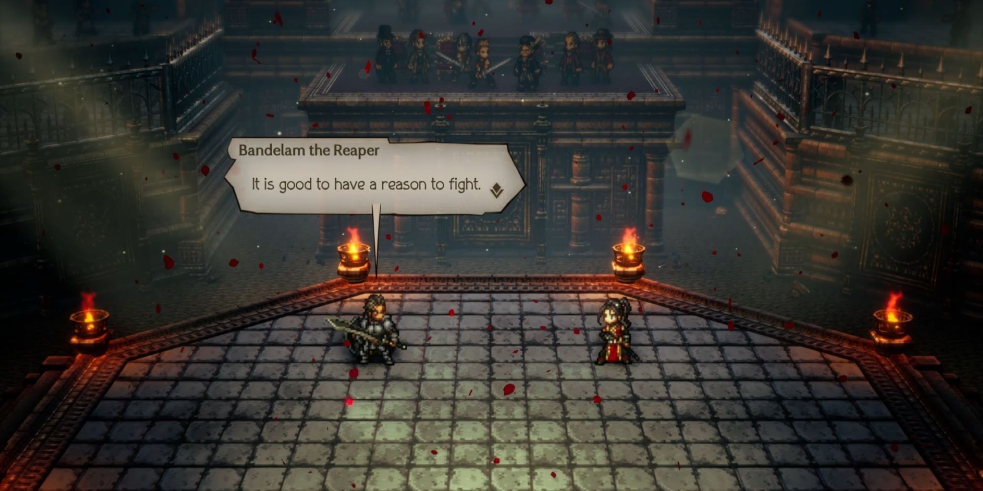 It's good to have a reason to fight, Bandelam the Reaper from Octopath Traveler 2