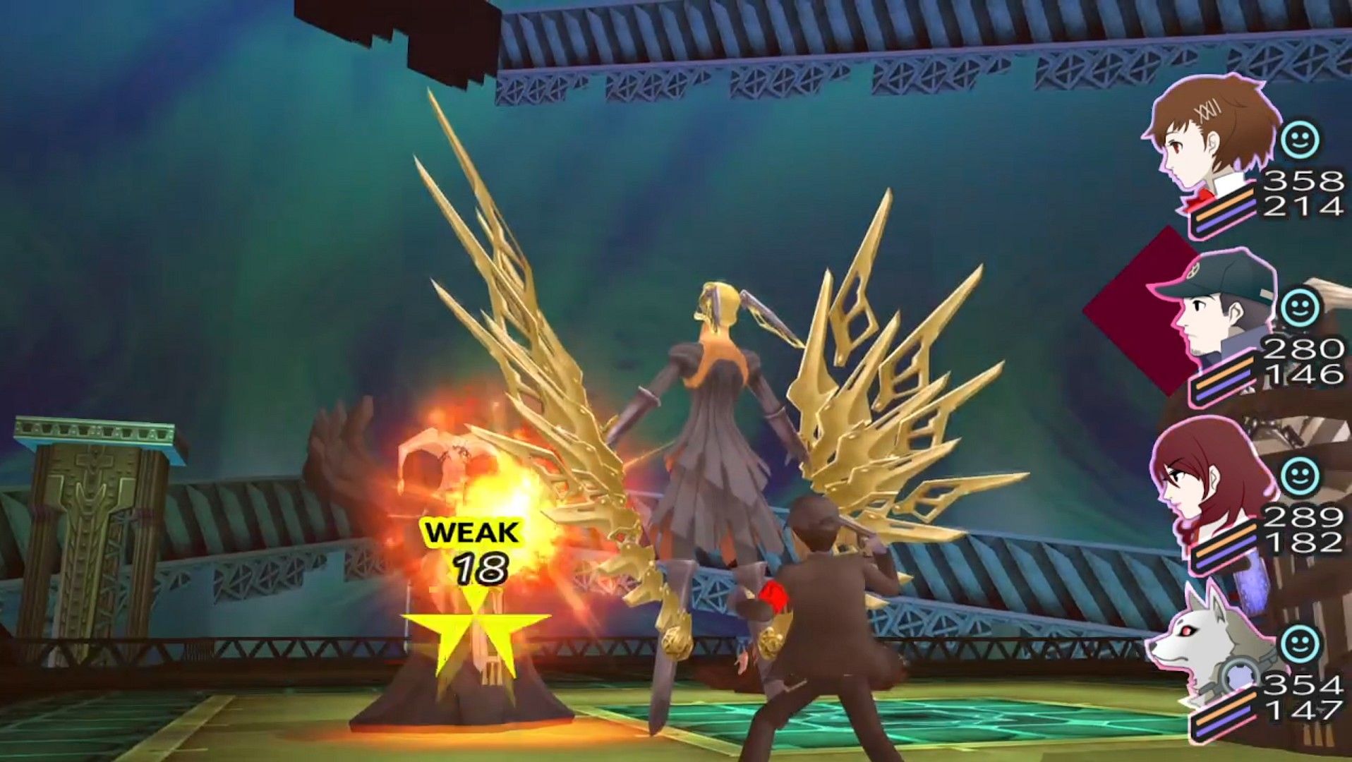 junpei's persona hermes casting agi on a magical magus guardian, who's weak to fire, in persona 3 portable