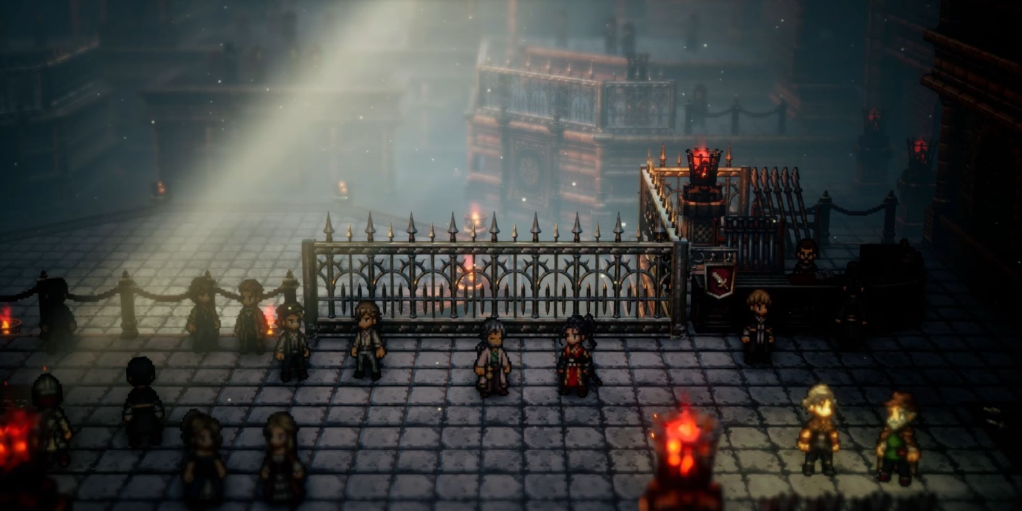 Kazan and Hikari at the gladiator arena from Octopath Traveler 2