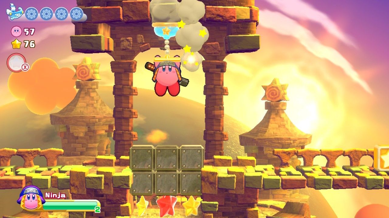 Kirby Nutty Noon Stage Two Kirby Pulls Lever