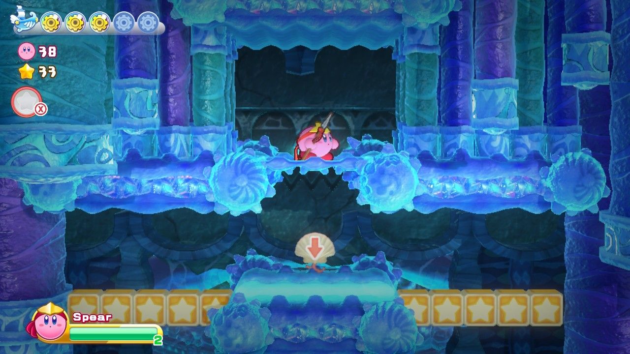 Kirby Onion Ocean Stage Four Fifth Section Kirby above two paths going down