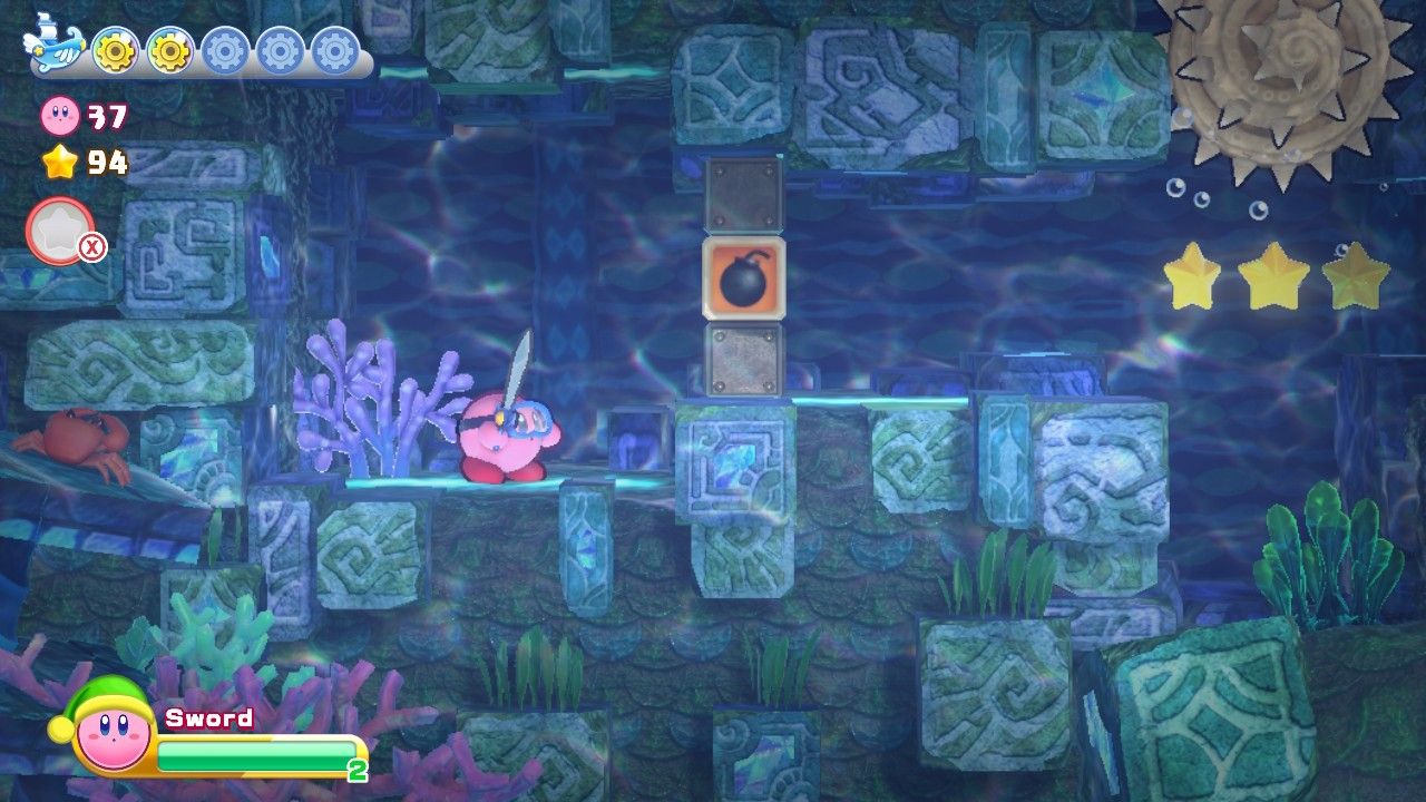 Kirby Onion Ocean Stage Four Fourth Section with Ammonite Fossil in the top right