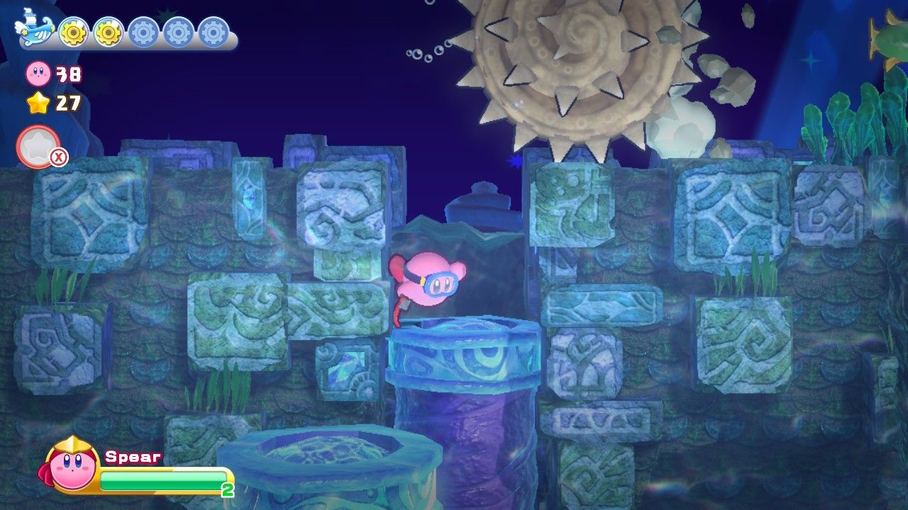 Kirby Onion Ocean Stage Four Kirby goes into the gap in the floor