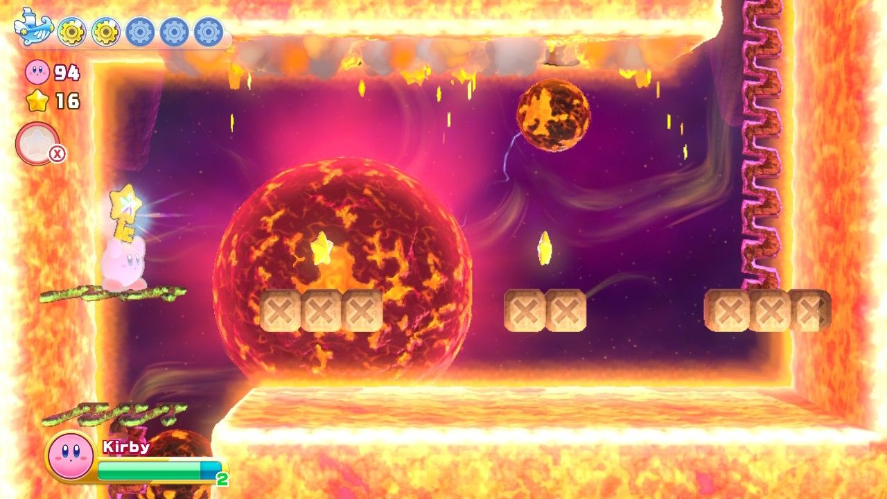 Kirby's Return To Dream Land Deluxe Dangerous Dinner Stage Three Breakable Blocks Waiting For Fish
