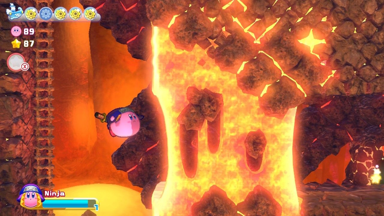 Kirby's Return To Dream Land Deluxe Dangerous Dinner Stage Two Kirby Floats Through Secret Passage To Star Door