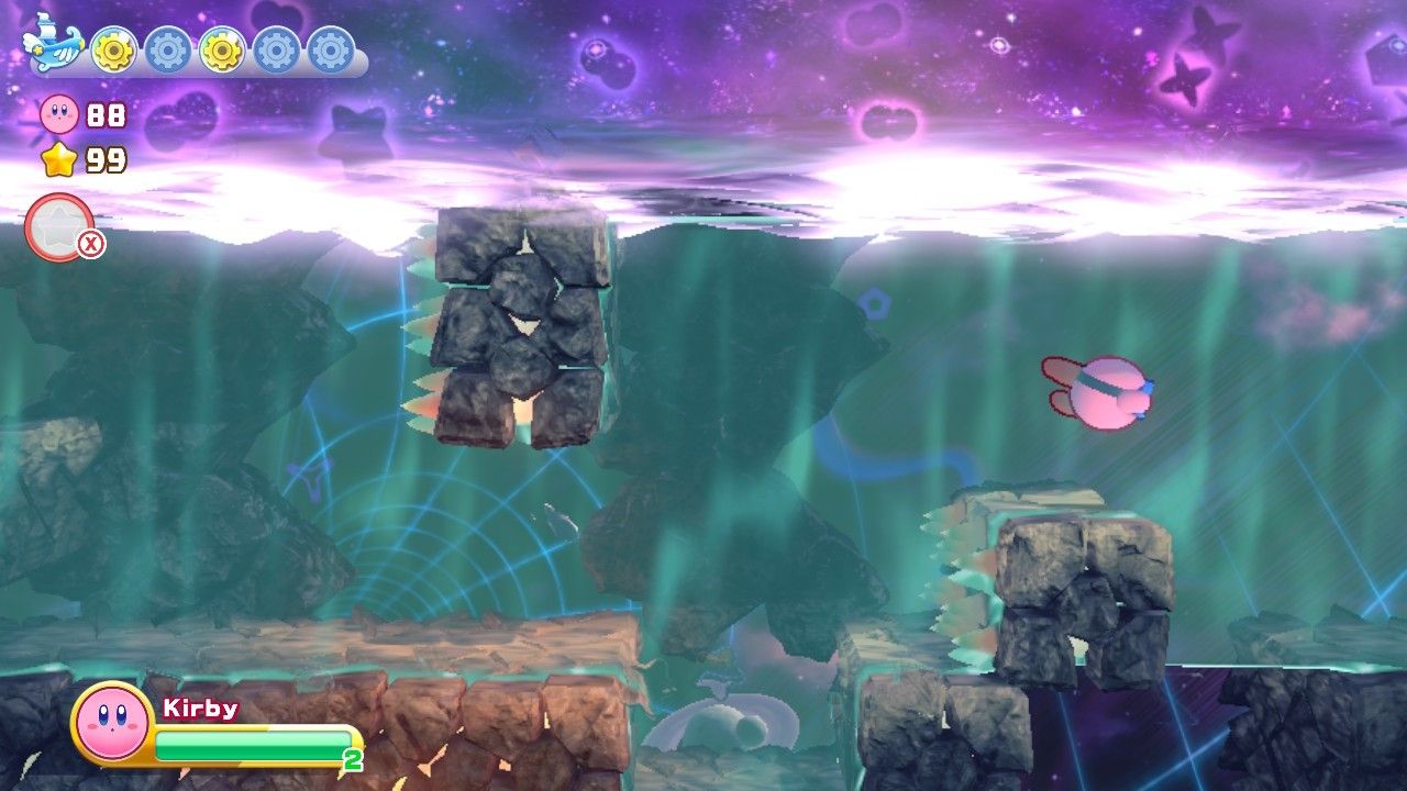 Kirby's Return To Dream Land Deluxe Dangerous Dinner Stage Two Kirby Swimming