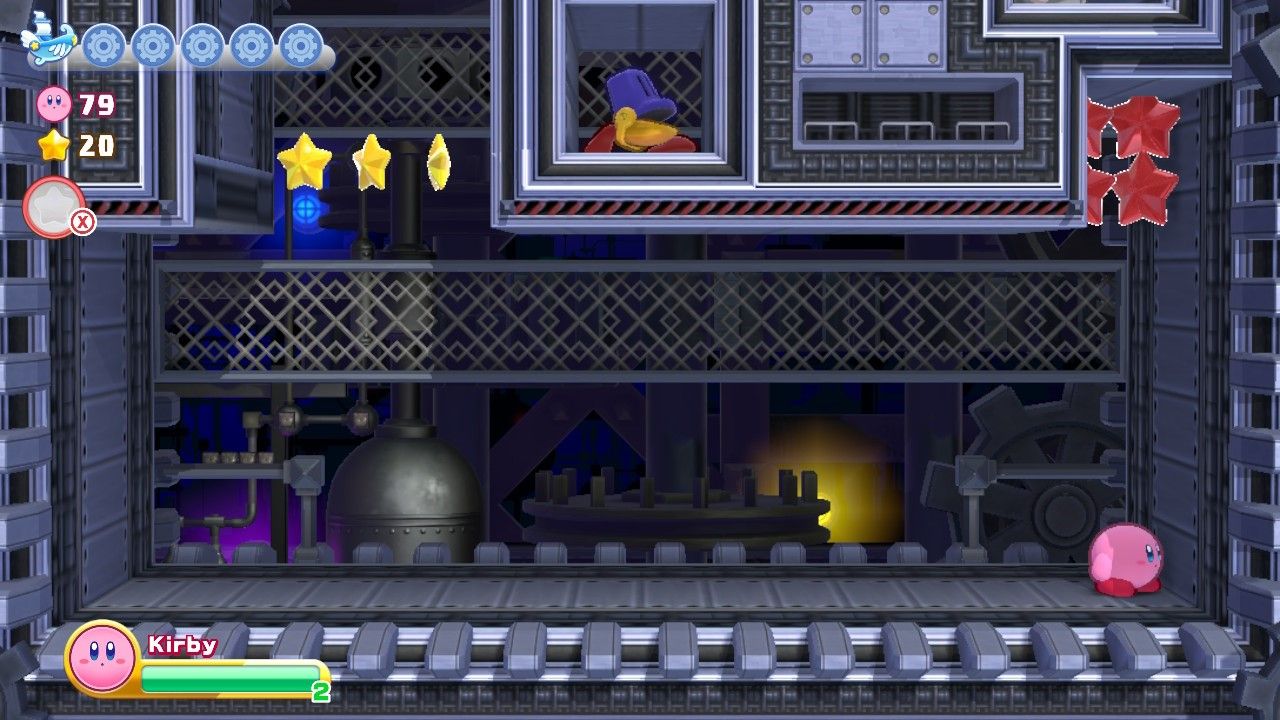 Kirby's Return To Dream Land Deluxe Egg Engines Stage Five Kirby Under Platform To Collect Red Stars