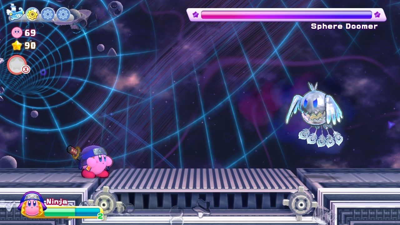 Kirby's Return To Dream Land Deluxe Egg Engines Stage One Sphere Doomer Boss Fight