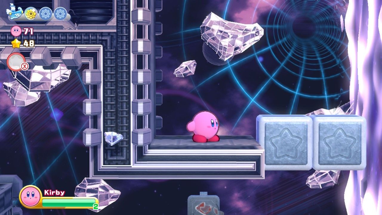 Kirby's Return To Dream Land Deluxe Egg Engines Stage One Wall Coming At Kirby From The Right