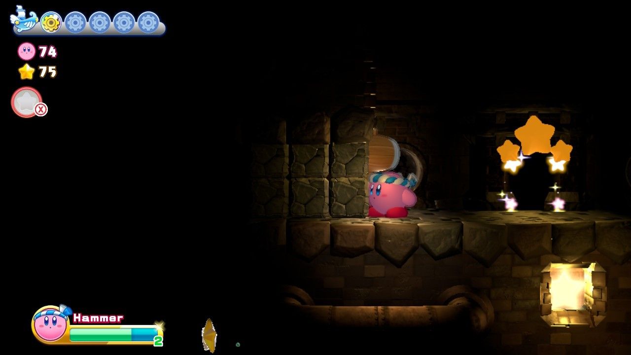 Kirby's Return To Dream Land Deluxe Egg Engines Stage Three Blocks Past Star Door