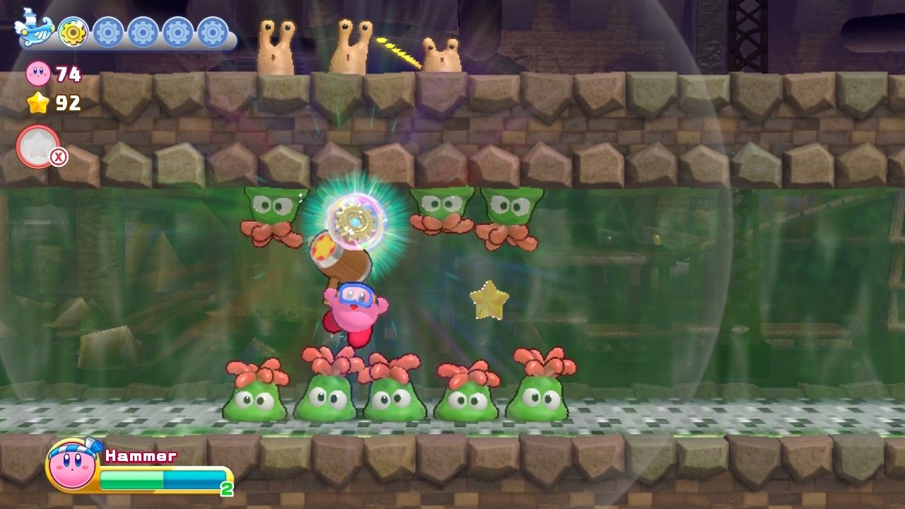 Kirby's Return To Dream Land Deluxe Egg Engines Stage Three Kirby Grabs Second Energy Sphere