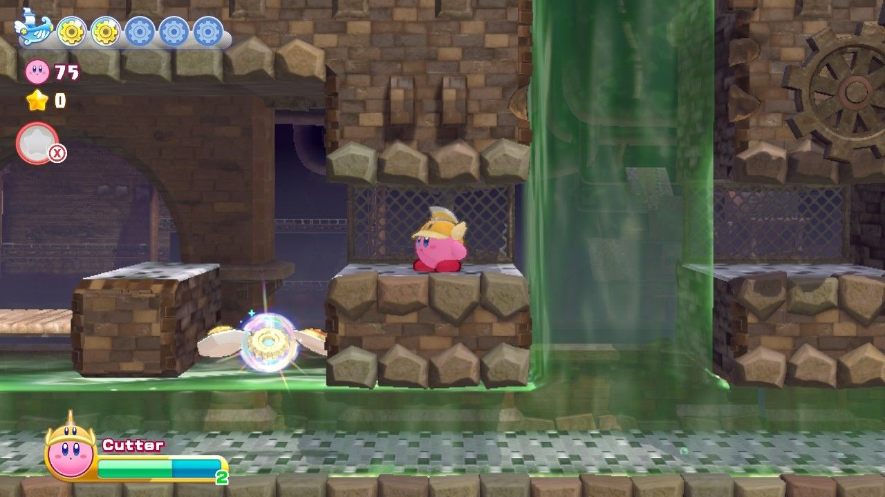 Kirby's Return To Dream Land Deluxe Egg Engines Stage Three Kirby Hits Star Button To Reveal Energy Sphere
