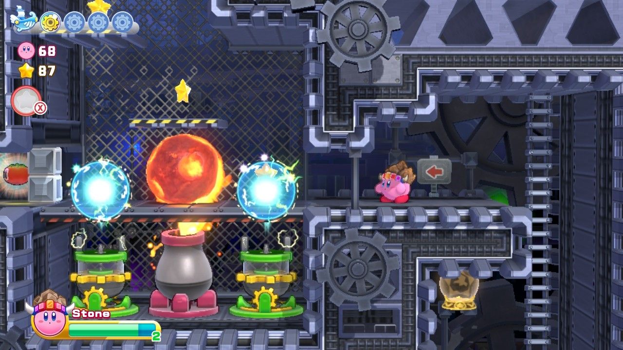 Kirby's Return To Dream Land Deluxe Egg Engines Stage Two Three Cannons Ahead Items On Left