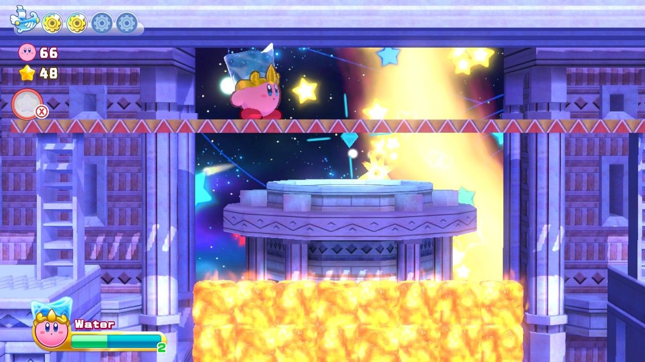 Kirby's Return To Dream Land Deluxe Nutty Noon Stage Five Kirby On Top Of Fire Blocks