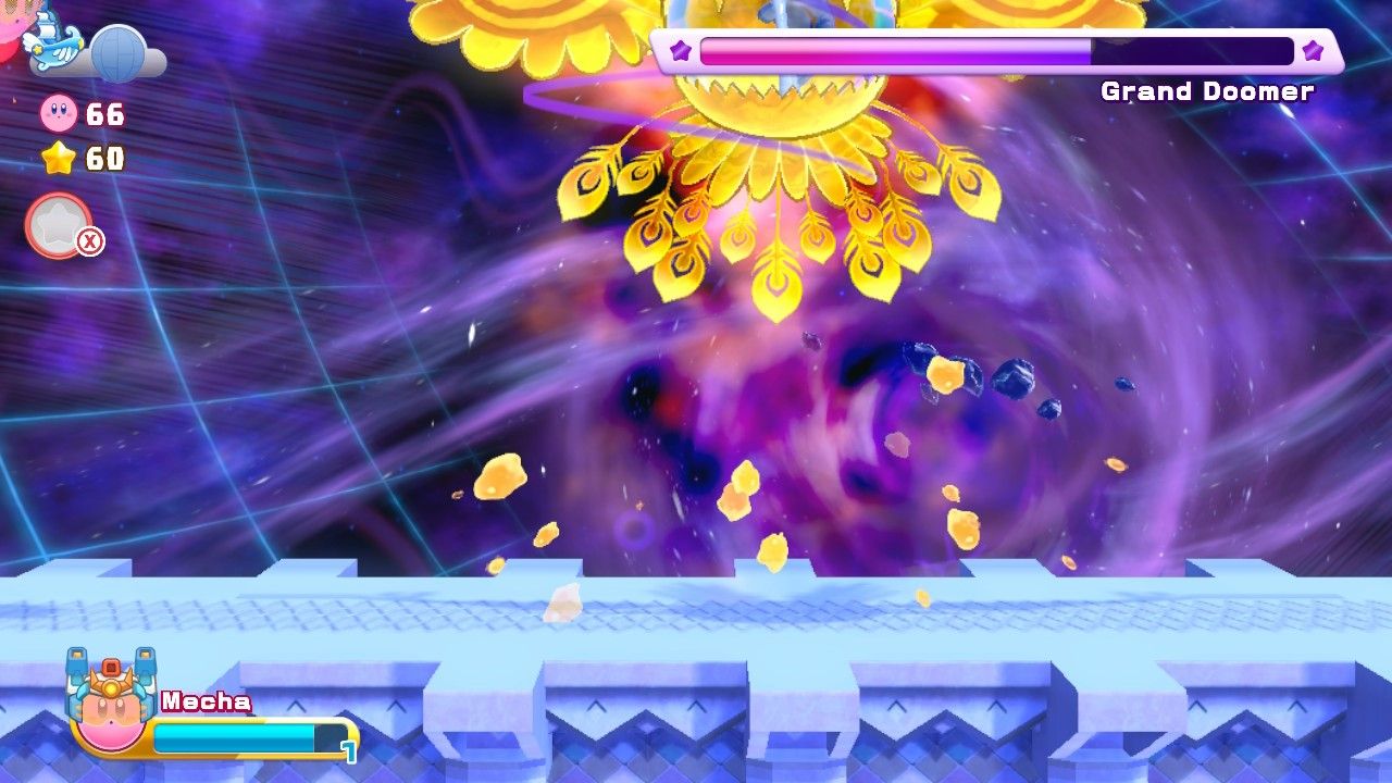 Kirby's Return To Dream Land Deluxe Nutty Noon Stage Six Grand Doomer Drops Projectiles