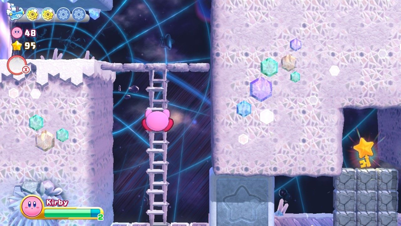 Kirby White Wafers Stage Two Kirby Going Down Ladder