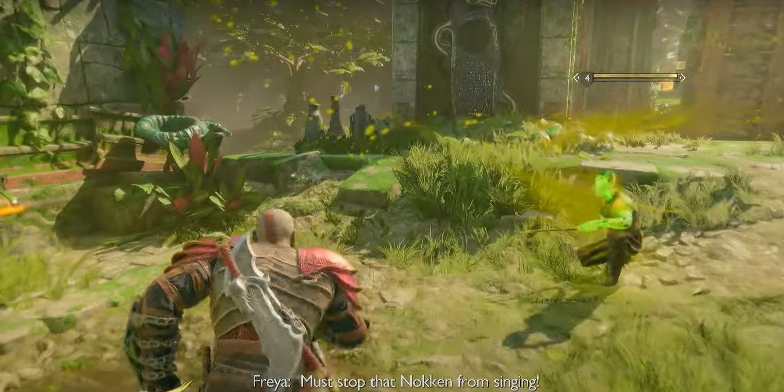 Kratos approaching Lore Marker in Pilgrim's Landing