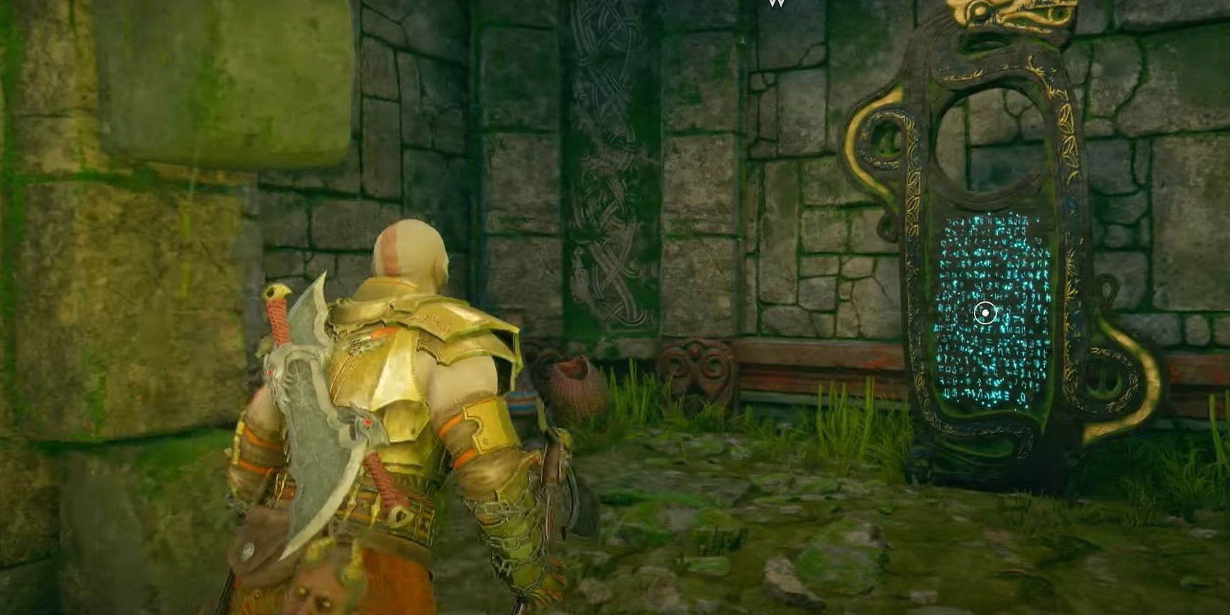 Kratos approaching Lore Marker