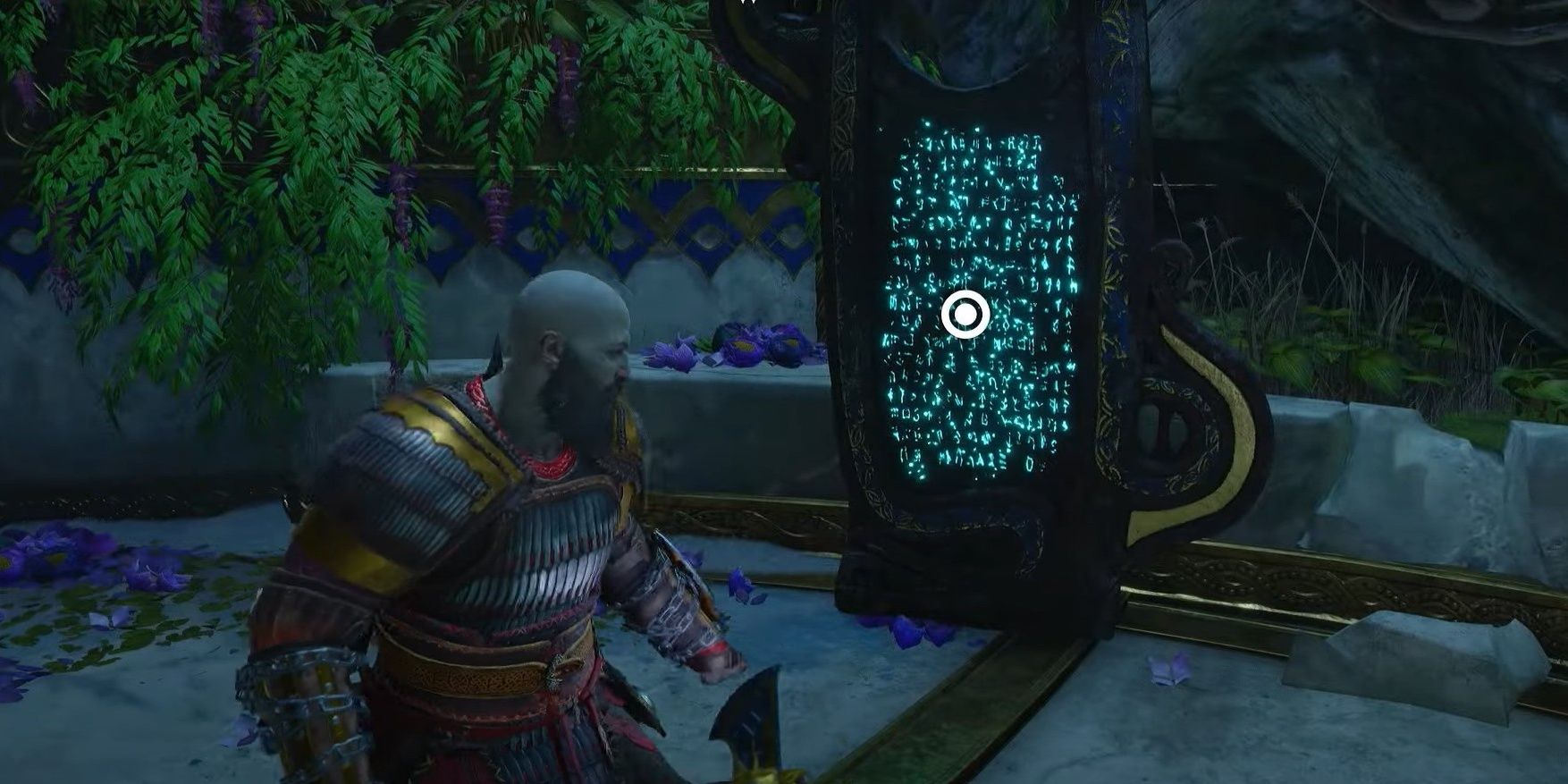 Kratos approaching the lore mark in the Elven building-1