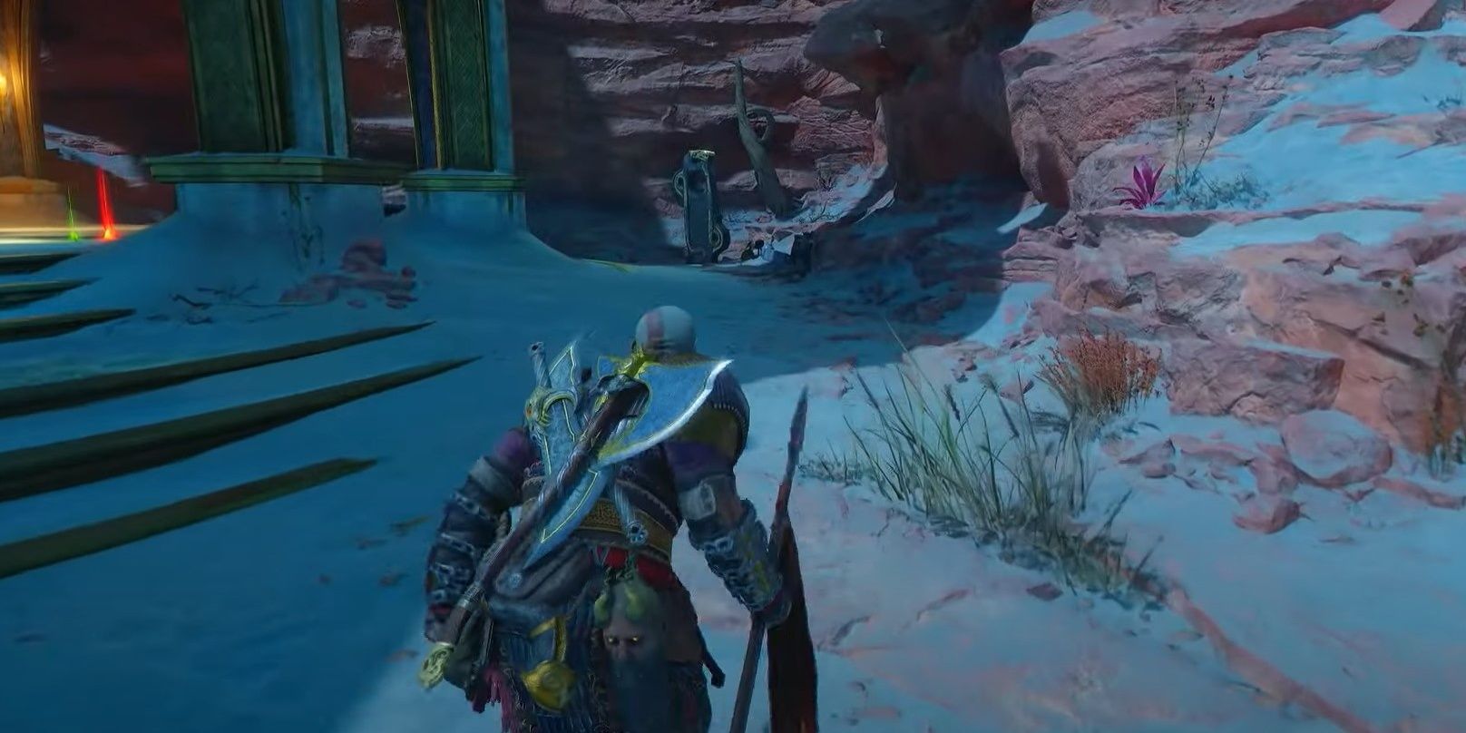 Kratos approaching Tower Lore Marker