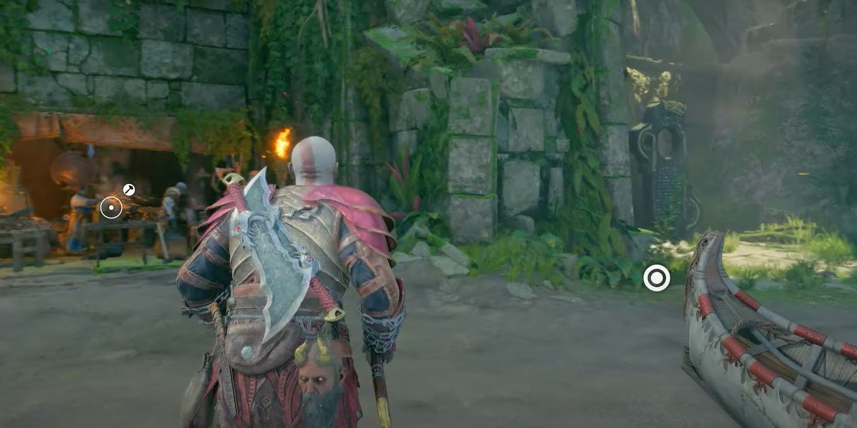 Kratos heading to a Lore Marker in the River Delta