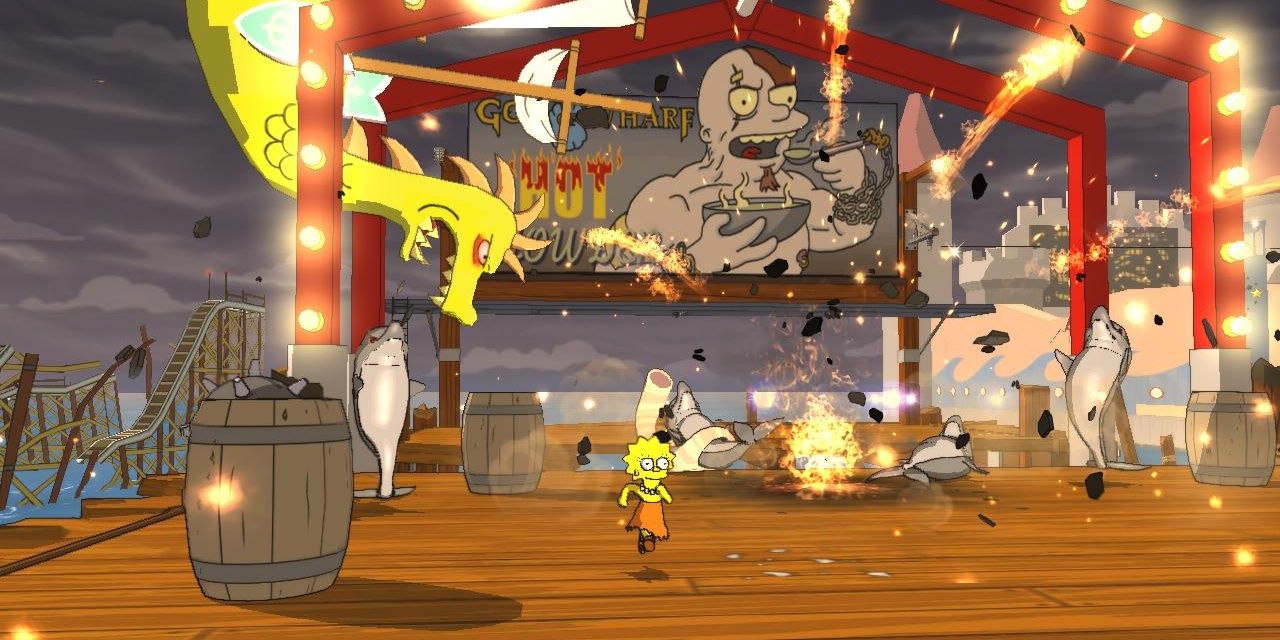Kratos on a billboard in The Simpsons Game