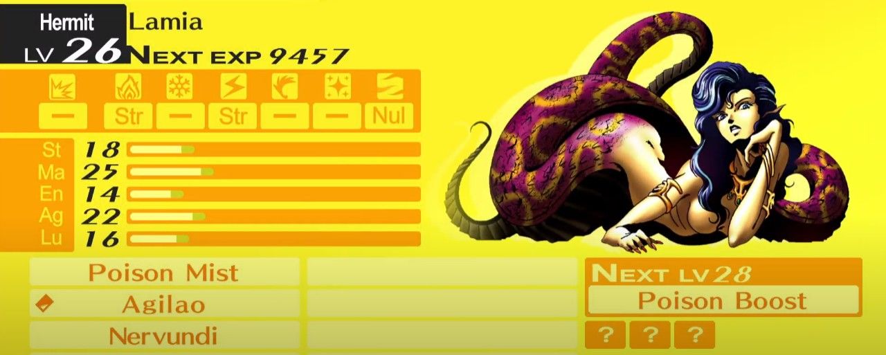 lamia's info screen from persona 4 golden