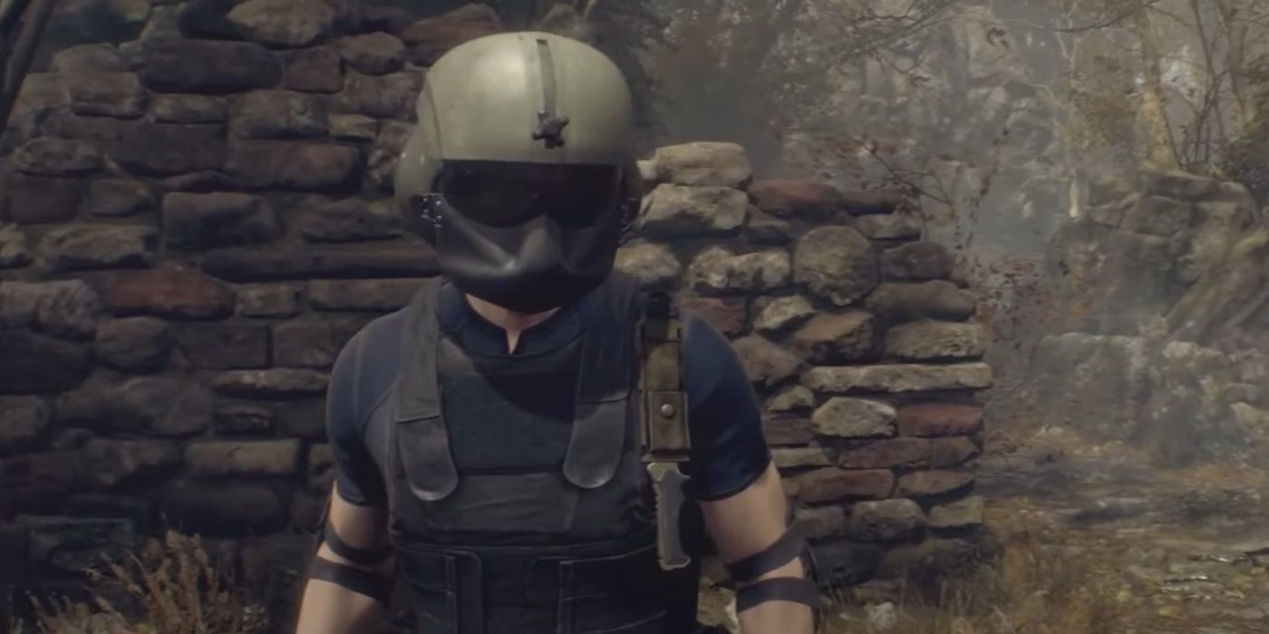 Leon wearing a Flight Helmet