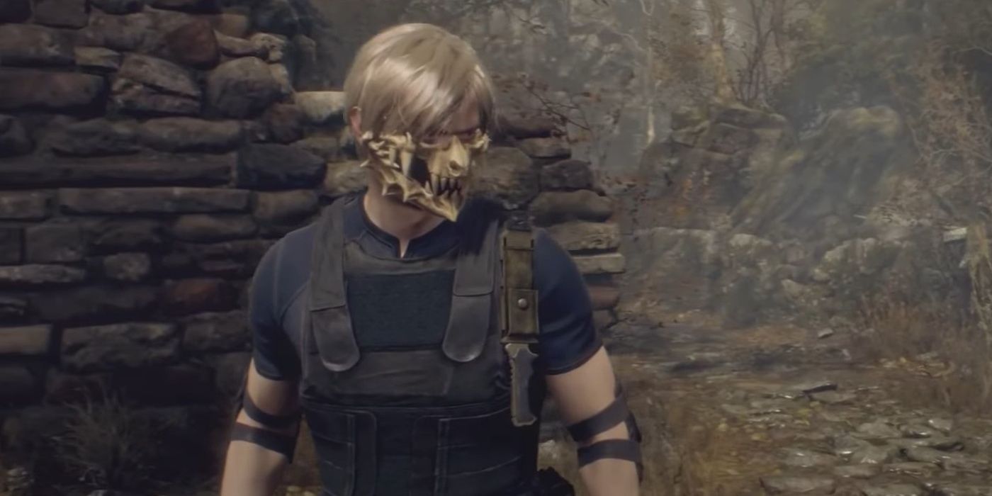 Leon wearing a Skull Mask