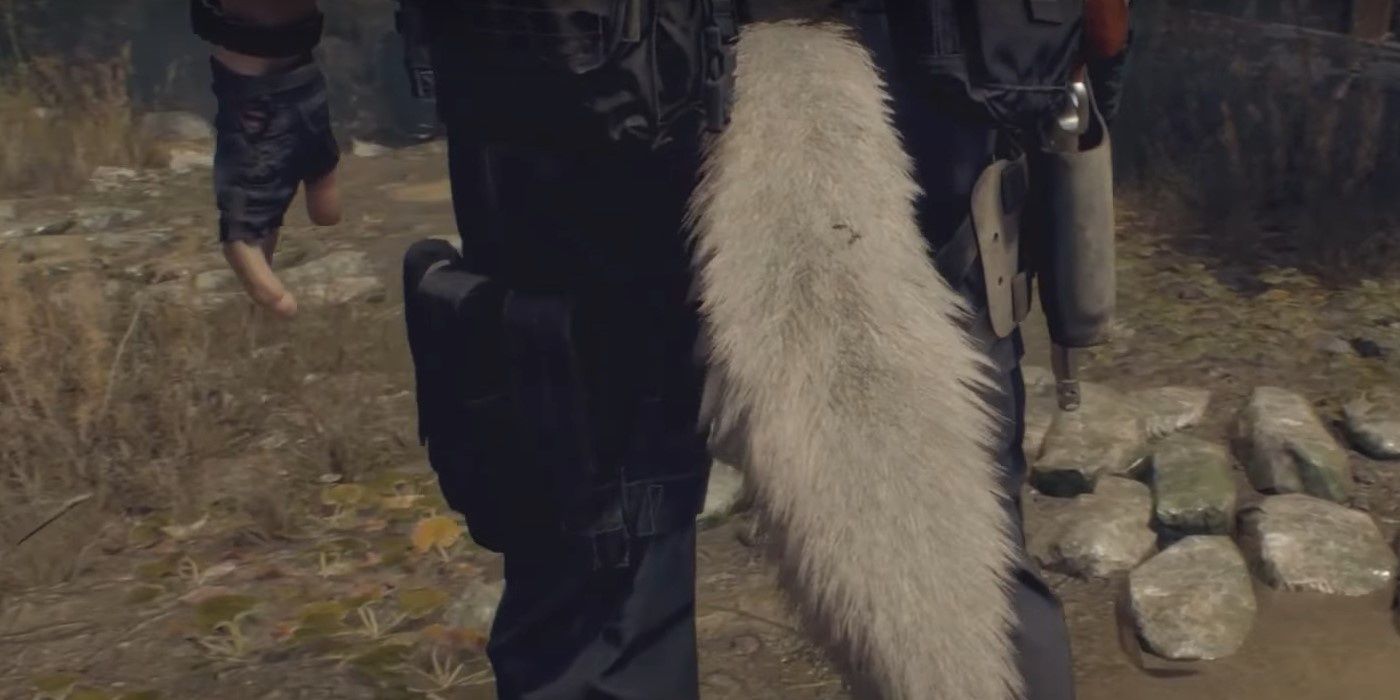 Leon wearing a Wolf Tail in Resident Evil 4 remake.