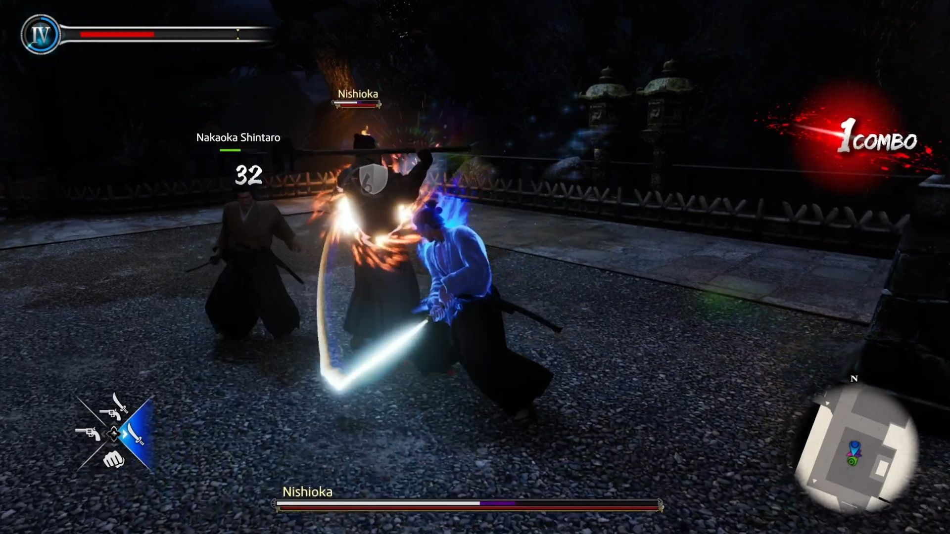 Like A Dragon Ishin, Chapter 4, Ryoma slashing the Tosa Loyalist to remove their armor