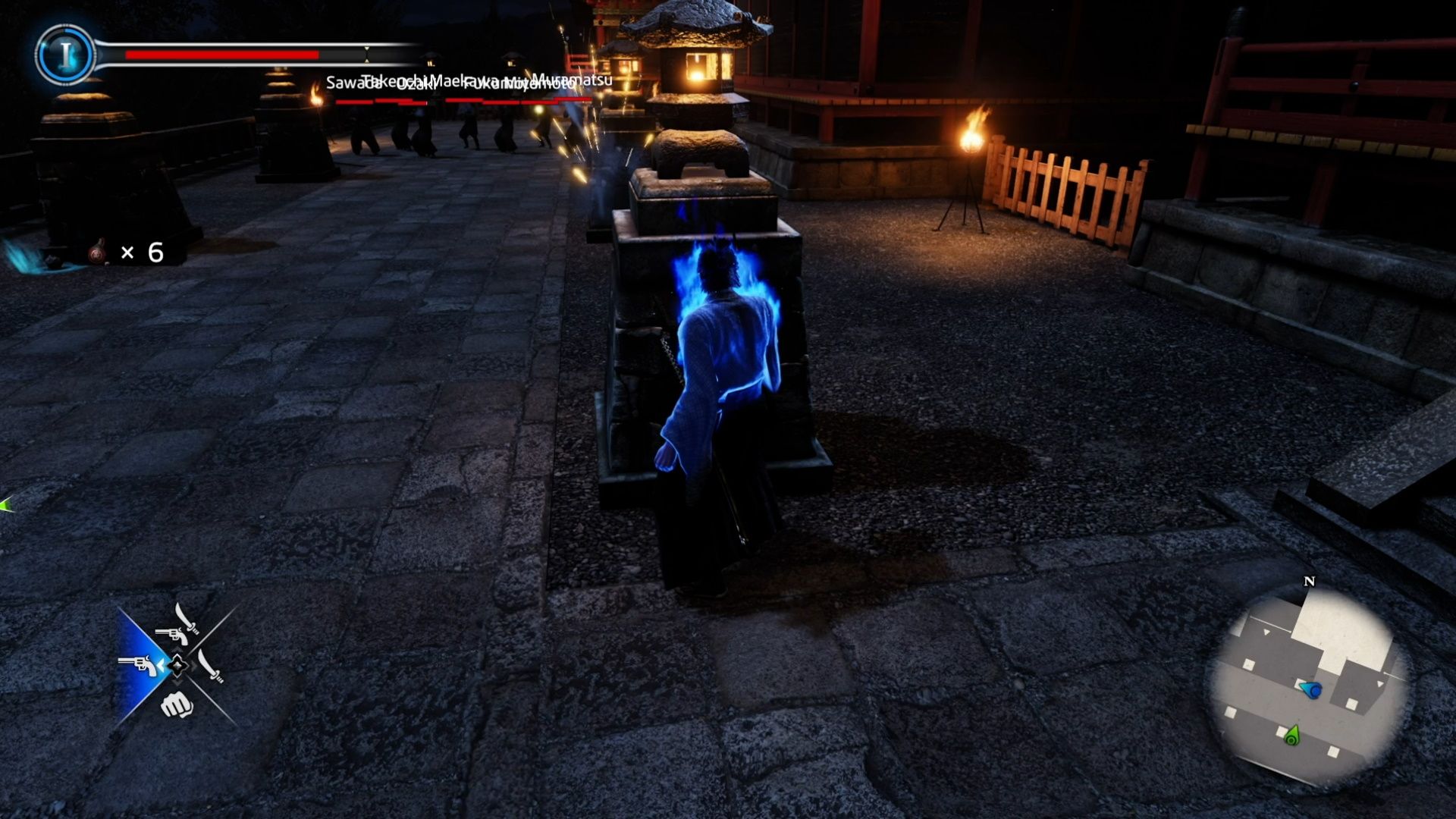 Like A Dragon Ishin, Chapter 4, Ryoma taking cover while being shot at