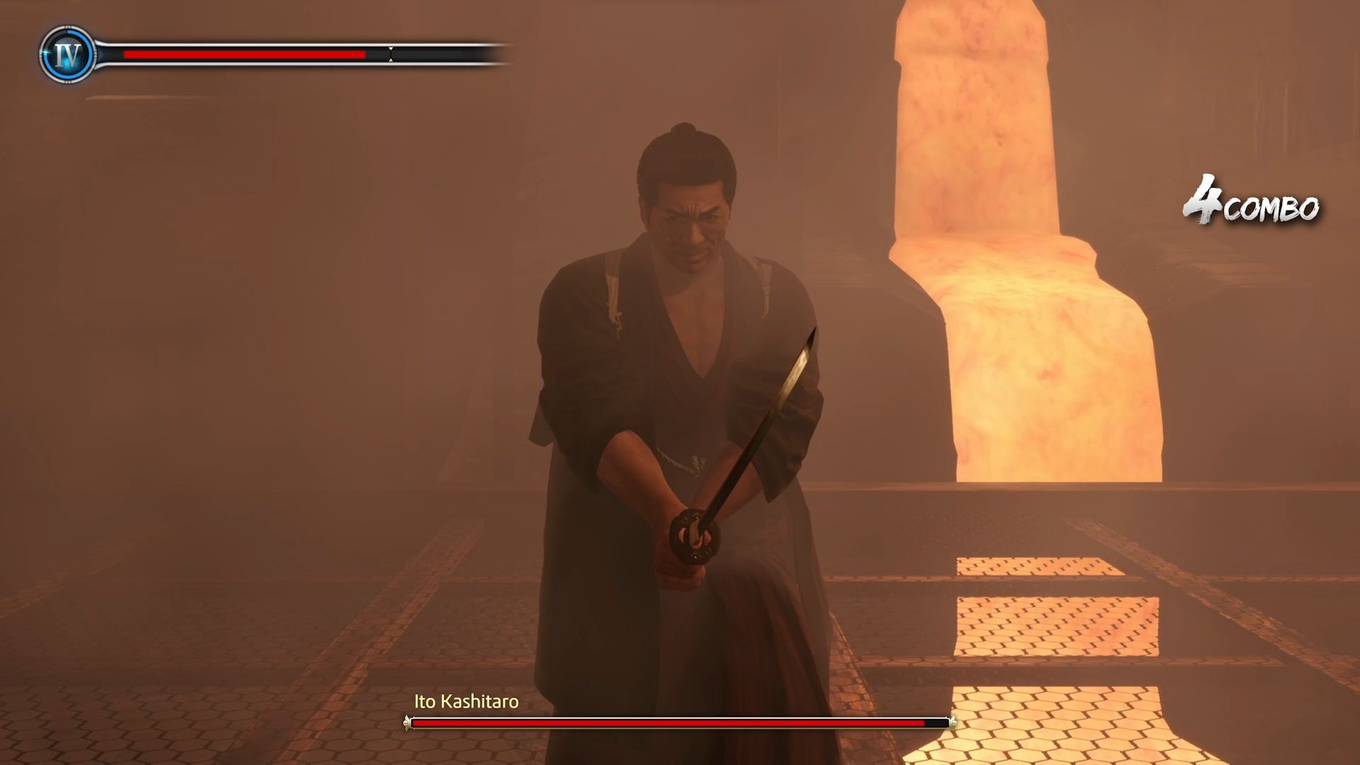 Like A Dragon Ishin, Ito hiding in the steam